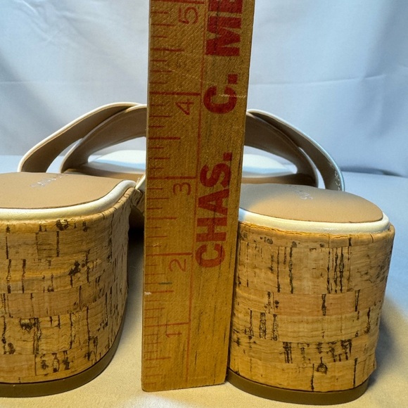 Life Stride White Cork Wedge Sandals Size 6.5 – Summer Slip-On Heels - Picture 8 of 9